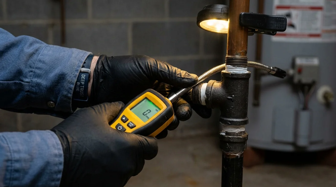 Gas leak detection with electronic sniffer by Johns Plumbing LLC in Los Olivos