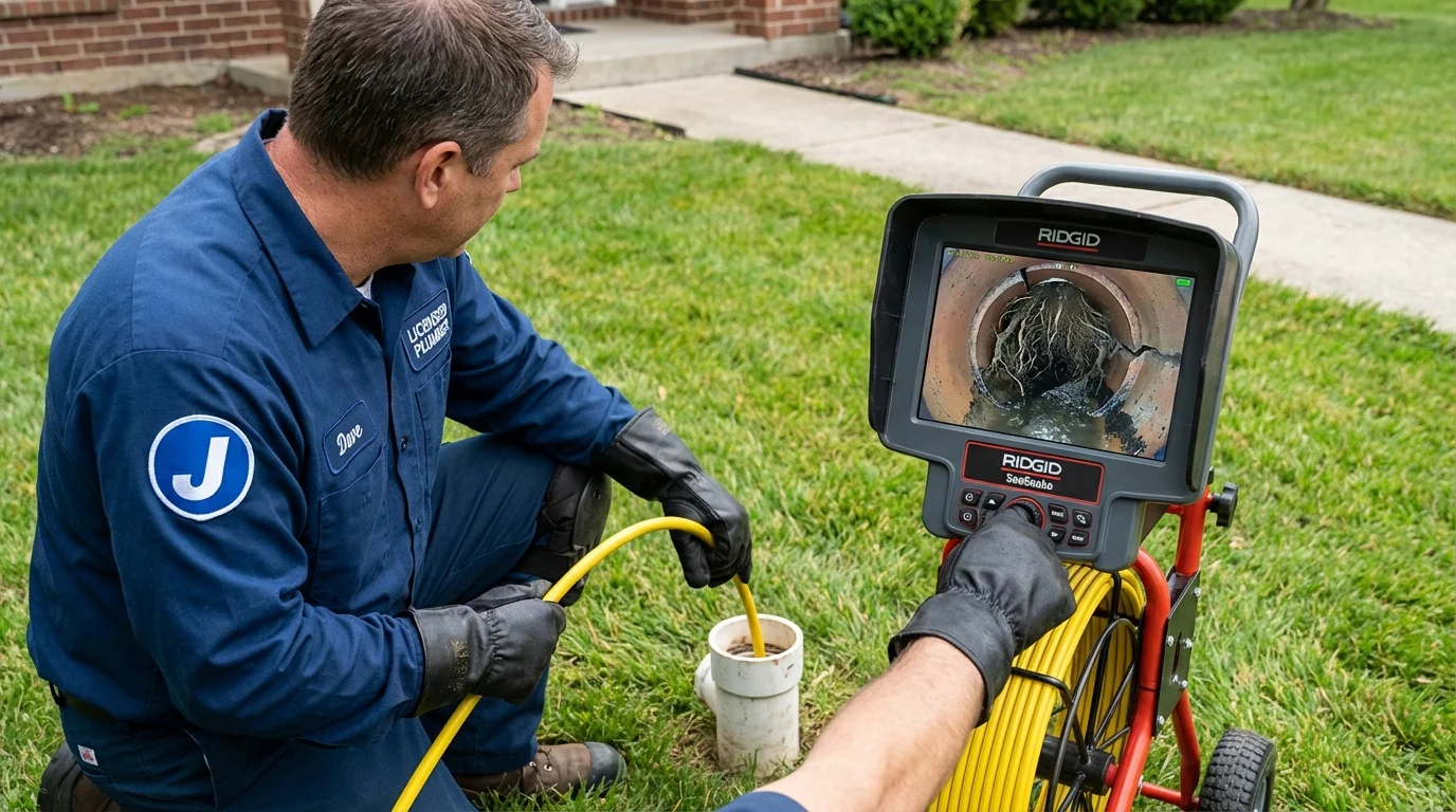 Sewer camera inspection being performed by Johns Plumbing LLC in Los Olivos