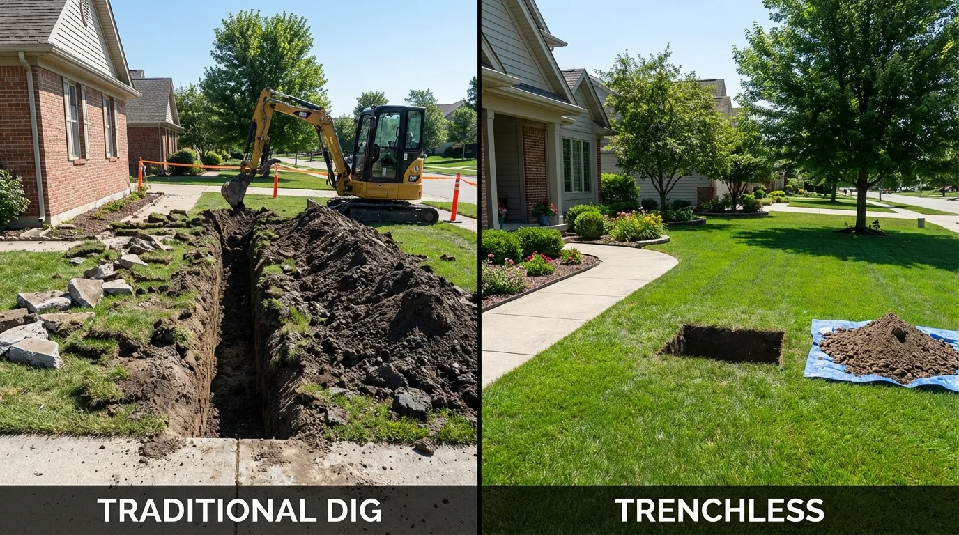 Trenchless sewer repair with minimal yard damage versus traditional excavation in Los Olivos, CA